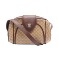 Celine Shoulder Bag Macadam Brown Canvas Leather