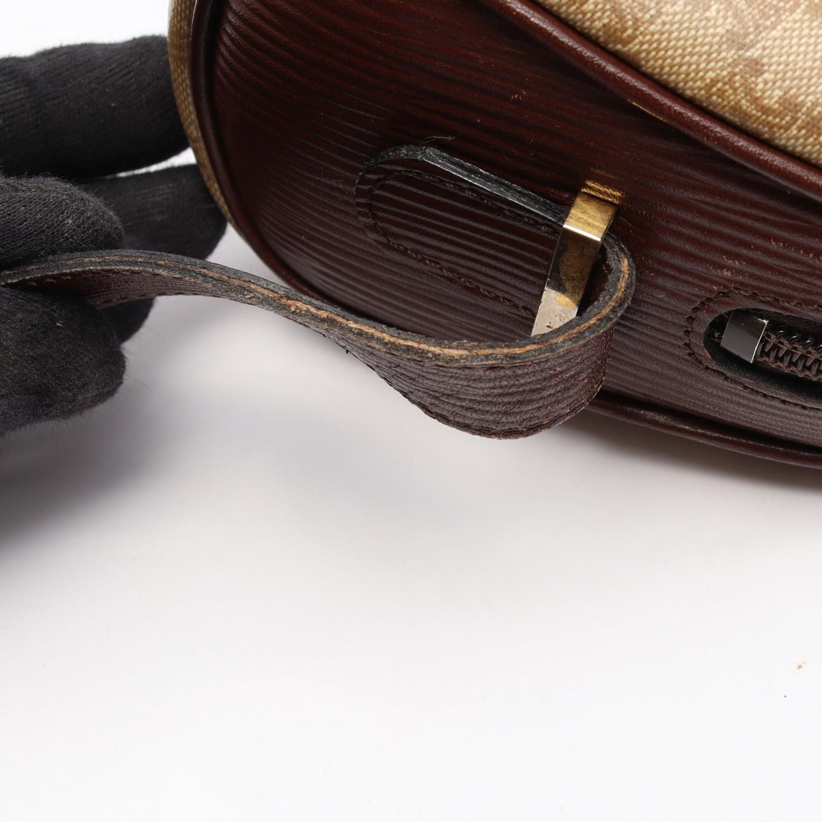 Celine Shoulder Bag Macadam Brown Canvas Leather — view 6