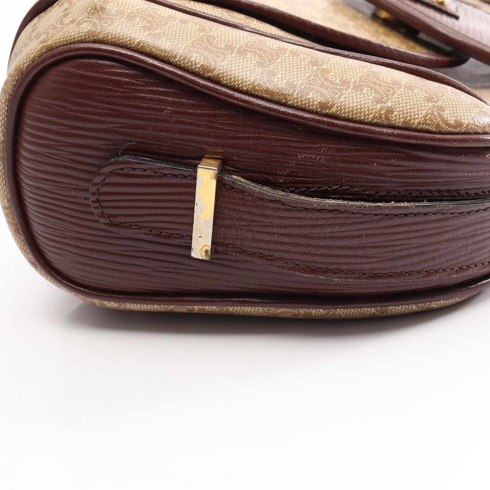 Celine Shoulder Bag Macadam Brown Canvas Leather — view 5