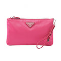 Prada Pouch Triangle Plate Pink Nylon Logo