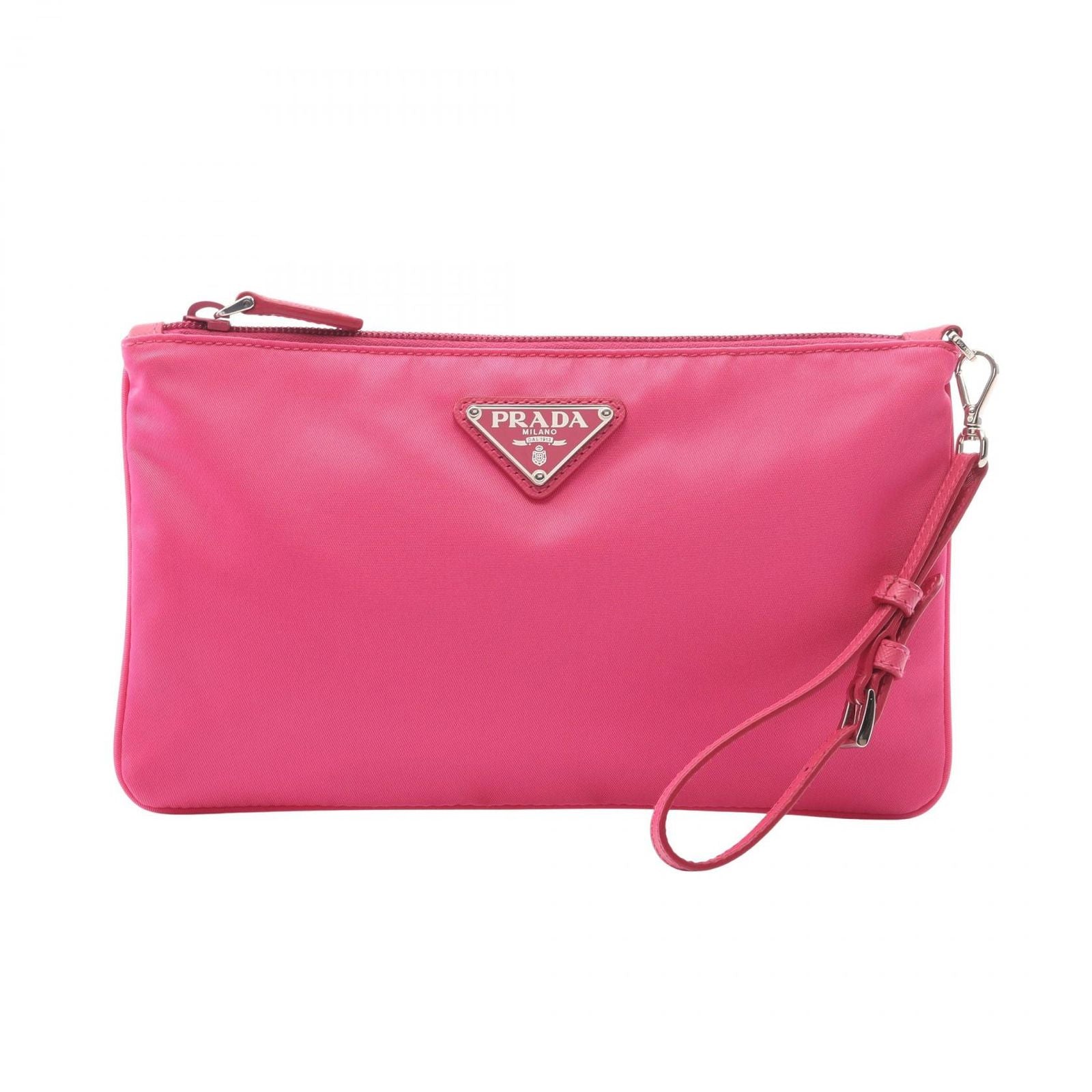 Prada Pouch Triangle Plate Pink Nylon Logo