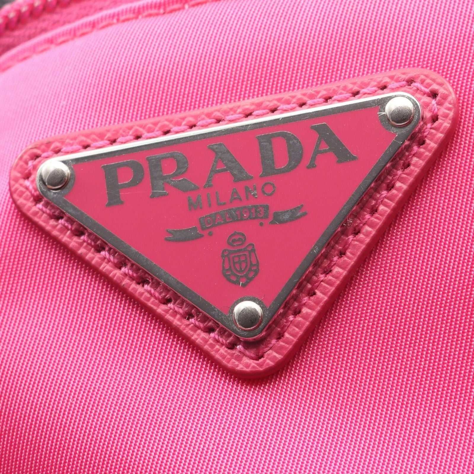 Prada Pouch Triangle Plate Pink Nylon Logo — view 7