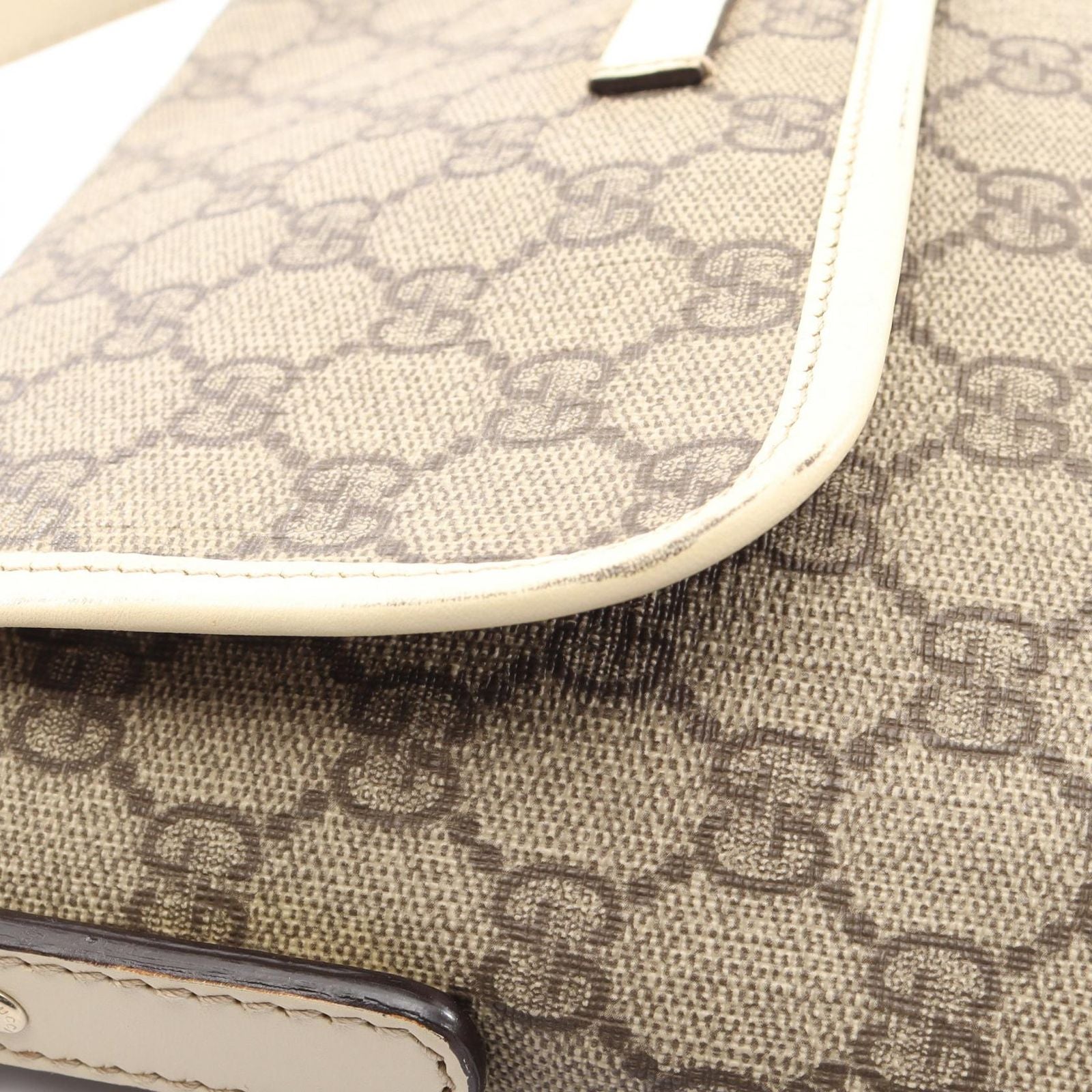 Gucci Shoulder Bag GG Supreme Beige White Canvas Leather — view 8