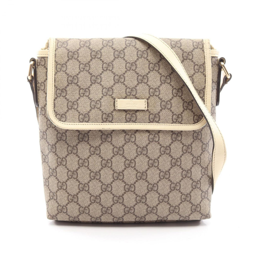 Gucci Shoulder Bag GG Supreme Beige White Canvas Leather