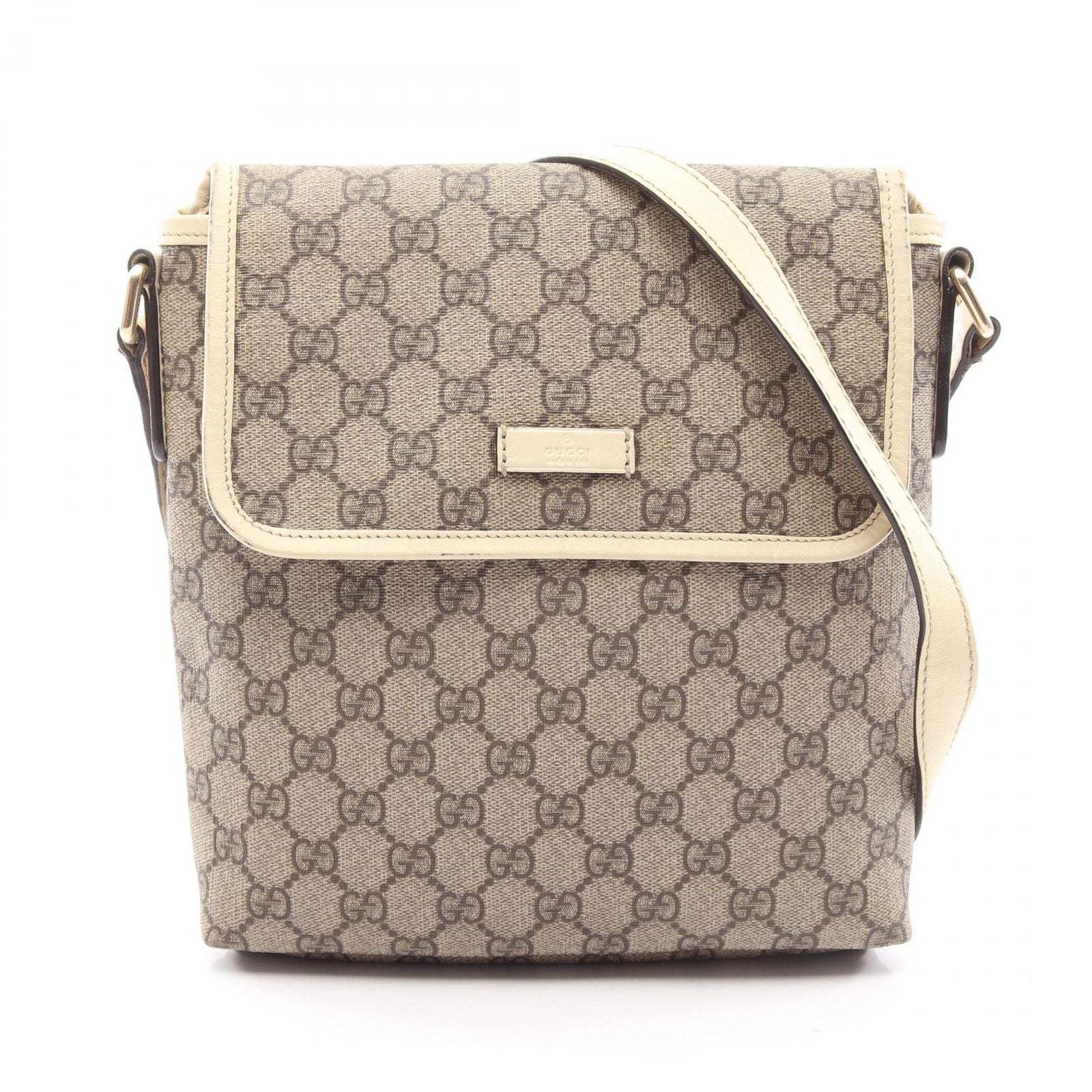 Gucci Shoulder Bag GG Supreme Beige White Canvas Leather