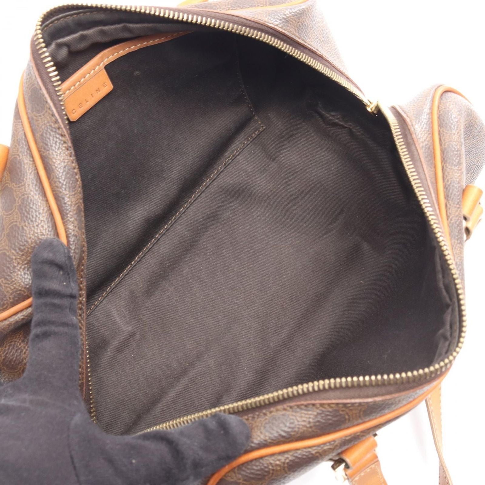 Celine Macadam Brown Canvas Leather Handbag — view 3