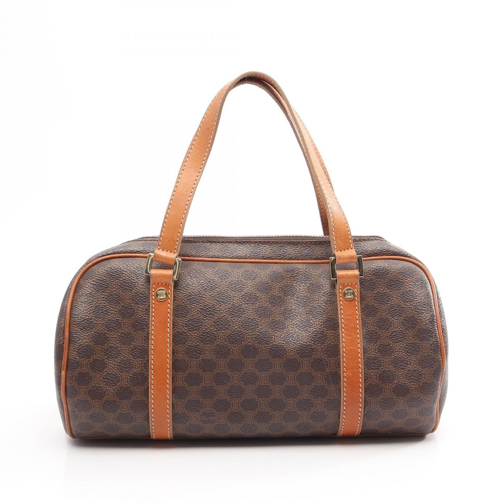 Celine Macadam Brown Canvas Leather Handbag