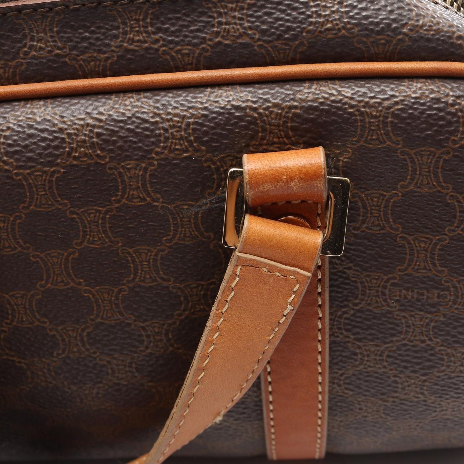 Celine Macadam Brown Canvas Leather Handbag — view 8
