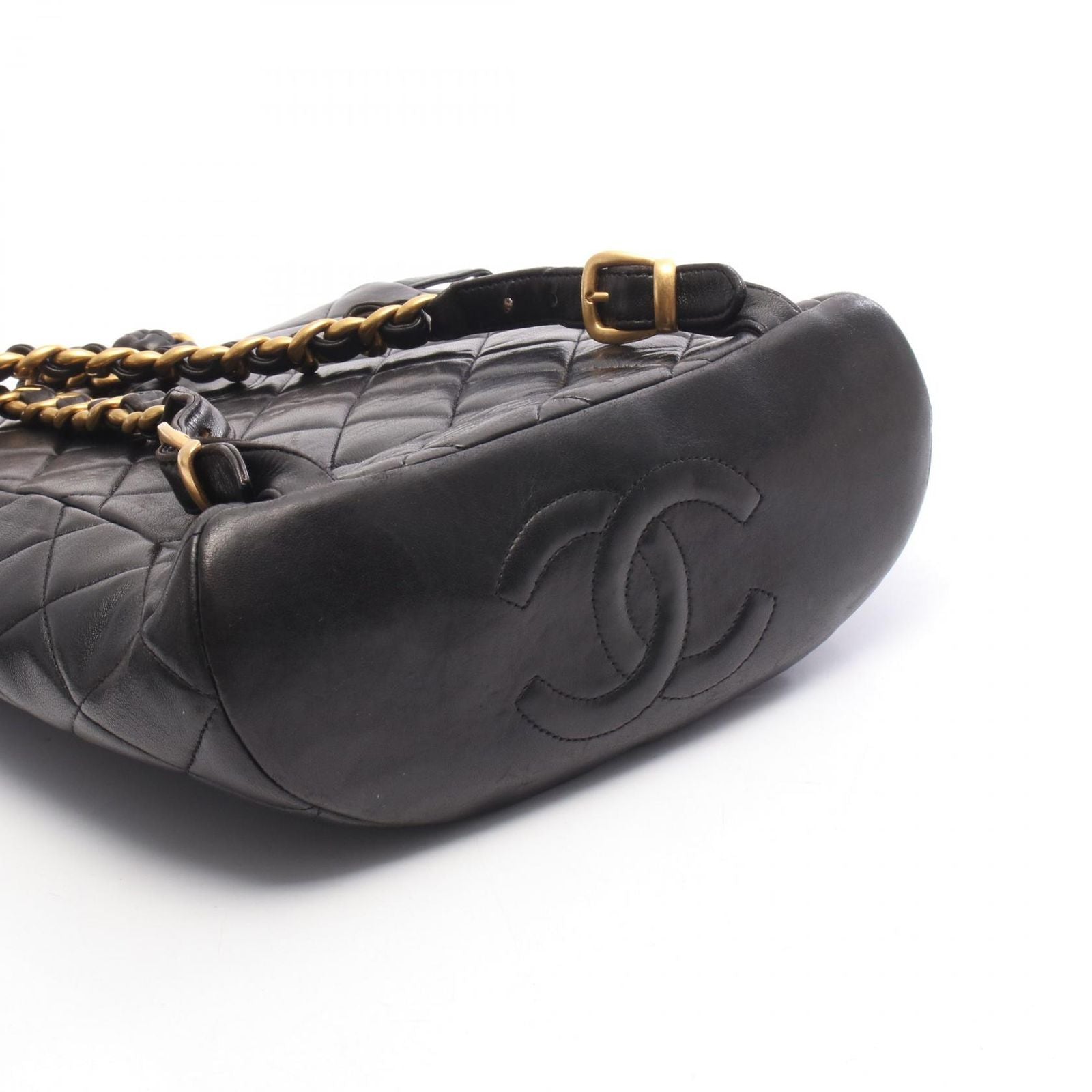Chanel Backpack Quilted Turnlock Chain Black Lambskin Double — view 6