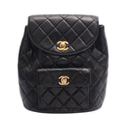 Chanel Backpack Quilted Turnlock Chain Black Lambskin Double
