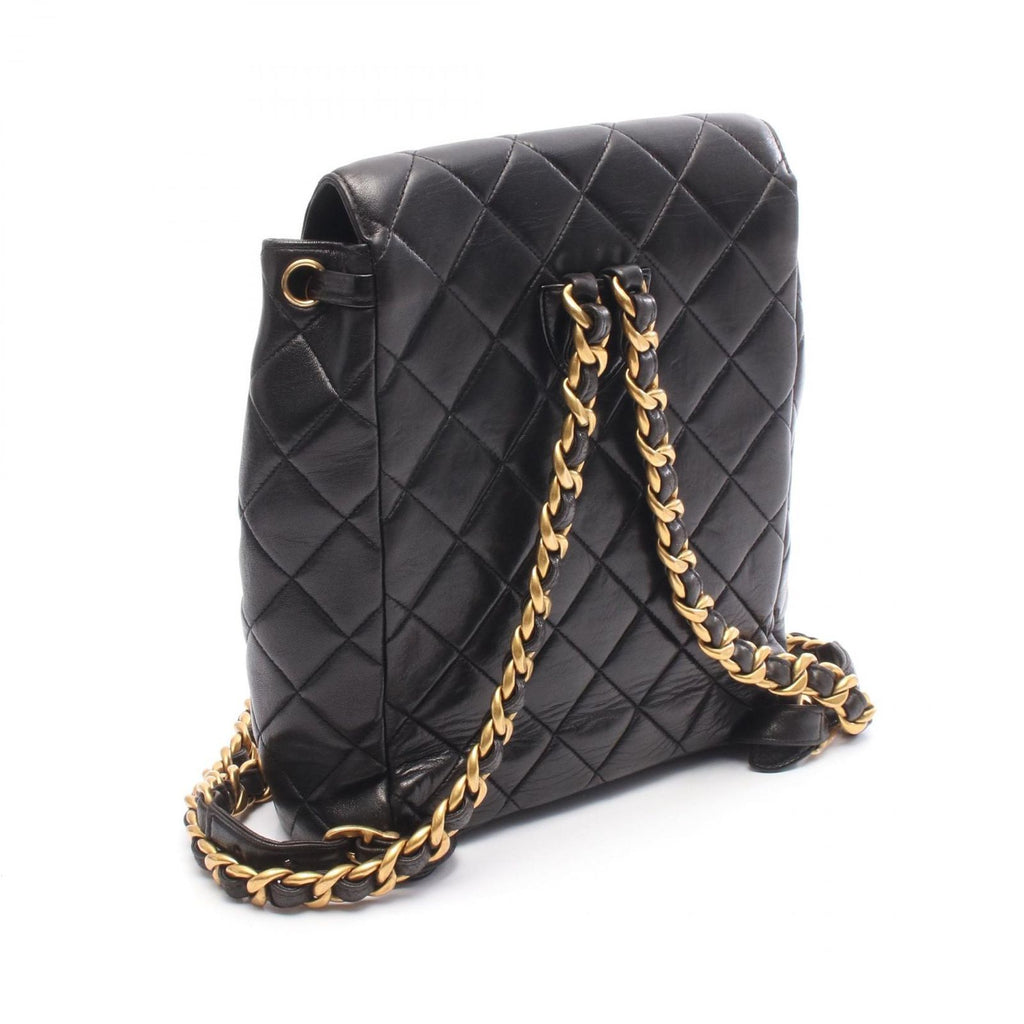 Chanel Backpack Quilted Turnlock Chain Black Lambskin Double — view 2