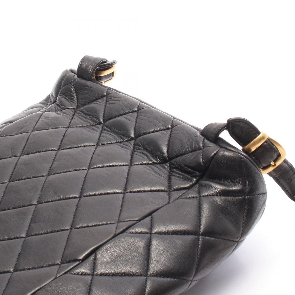 Chanel Backpack Quilted Turnlock Chain Black Lambskin Double — view 8