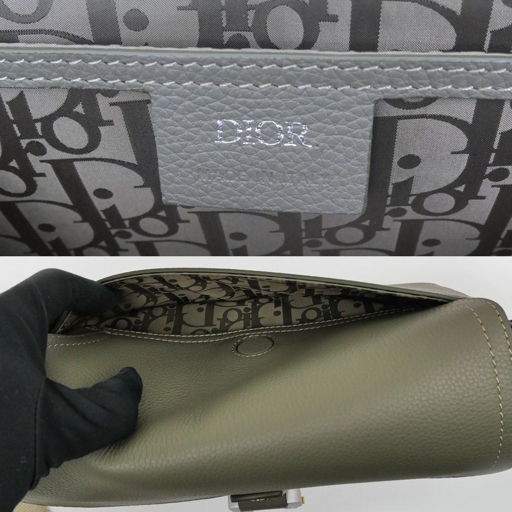 Dior Saddle Messenger Bag with Flap Small Khaki Green — view 7
