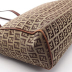 Fendi Tote Bag Zucchino Beige Brown Canvas Leather — view 5
