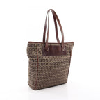 Fendi Tote Bag Zucchino Beige Brown Canvas Leather — view 2