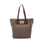 Fendi Tote Bag Zucchino Beige Brown Canvas Leather