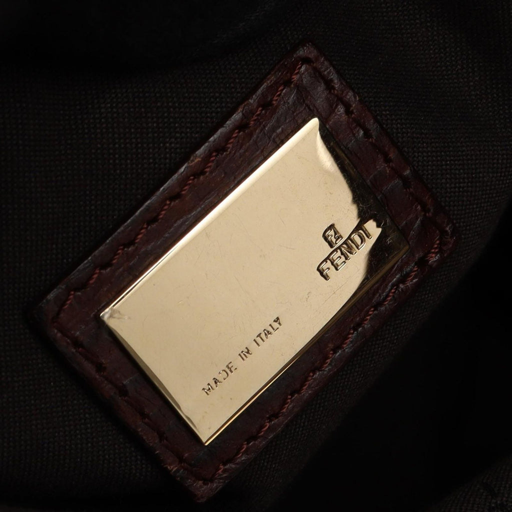 Fendi Tote Bag Zucchino Beige Brown Canvas Leather — view 4