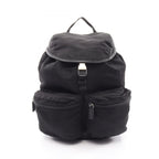 Prada Backpack Viaggio Black Nylon Saffiano Leather Triangle Logo