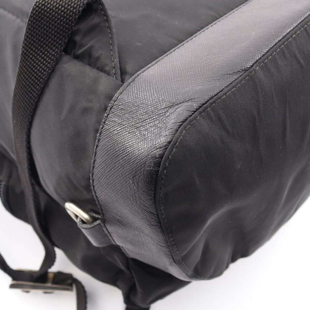 Prada Backpack Viaggio Black Nylon Saffiano Leather Triangle Logo — view 8