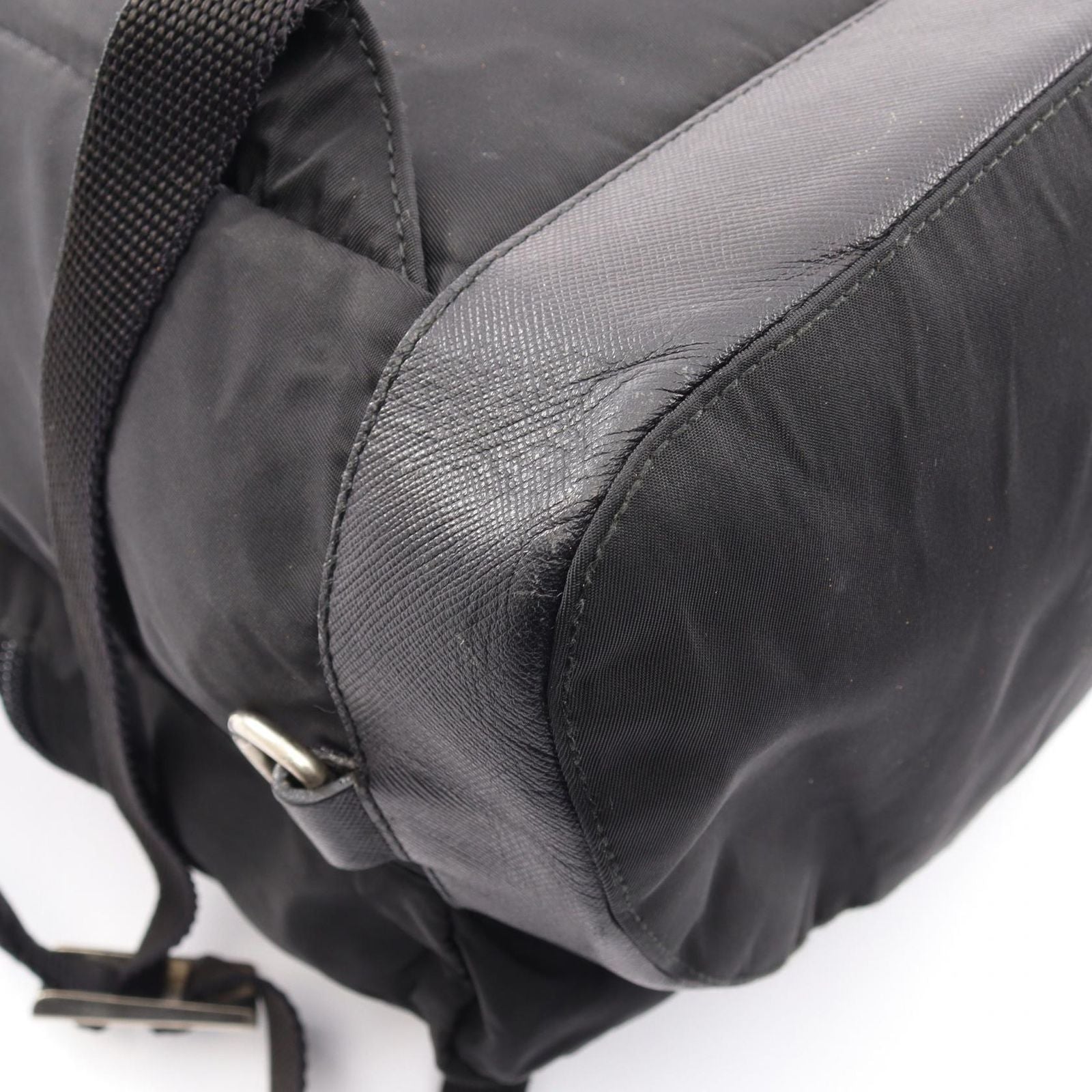 Prada Backpack Viaggio Black Nylon Saffiano Leather Triangle Logo — view 8