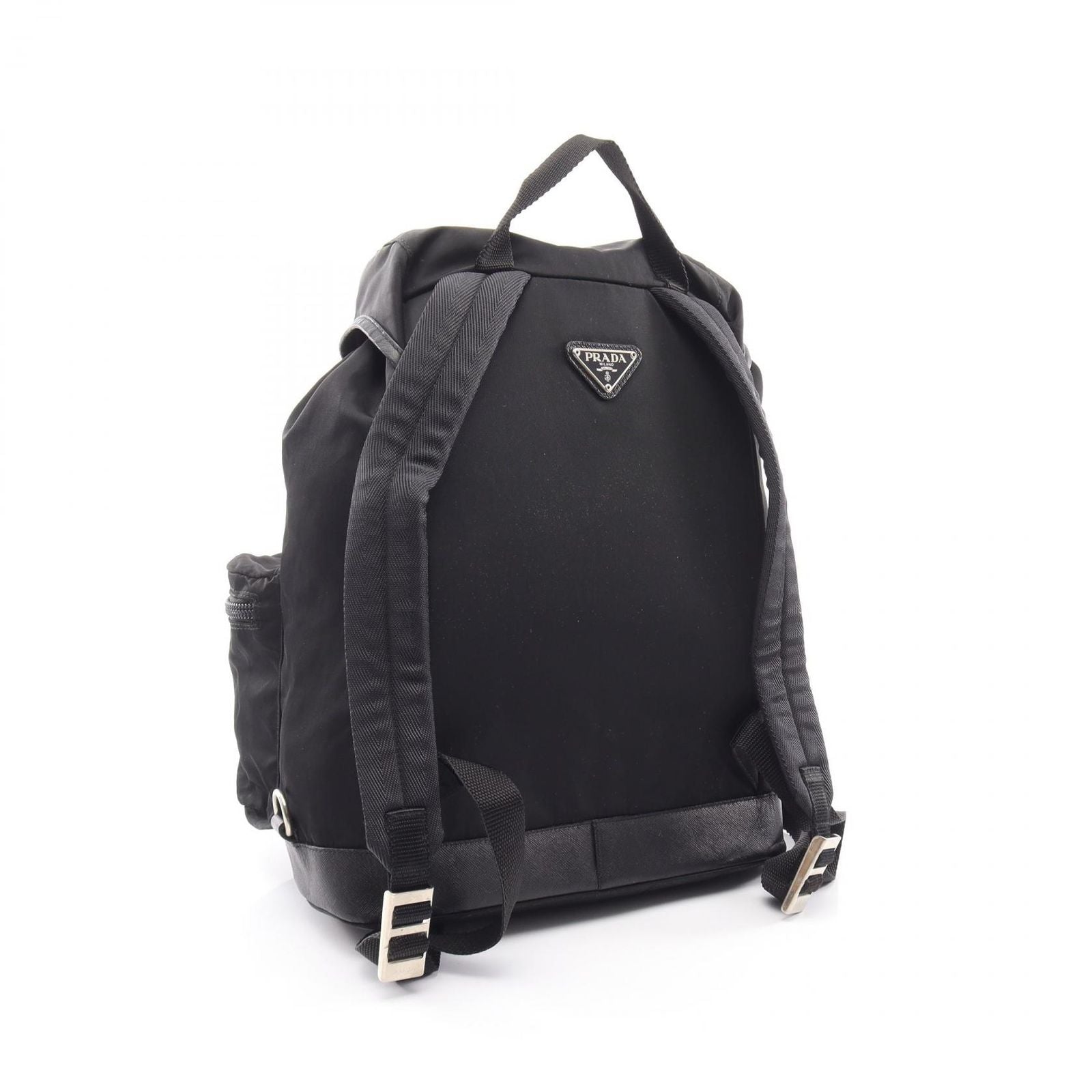 Prada Backpack Viaggio Black Nylon Saffiano Leather Triangle Logo — view 2