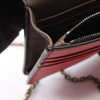Bottega Veneta Shoulder Bag Red Pink Gray Leather Chain Wallet — view 7