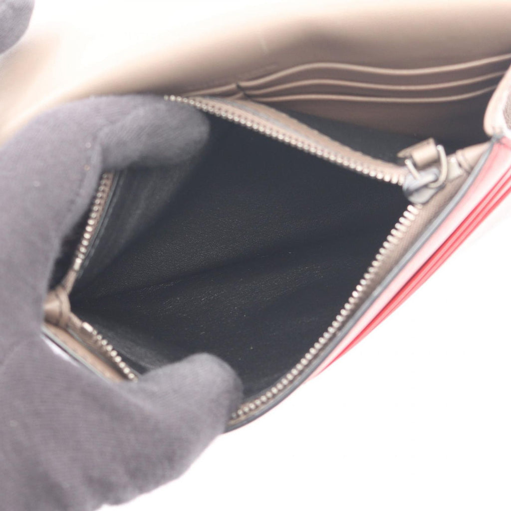 Bottega Veneta Shoulder Bag Red Pink Gray Leather Chain Wallet — view 4