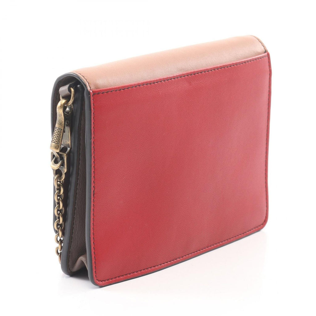Bottega Veneta Shoulder Bag Red Pink Gray Leather Chain Wallet — view 2