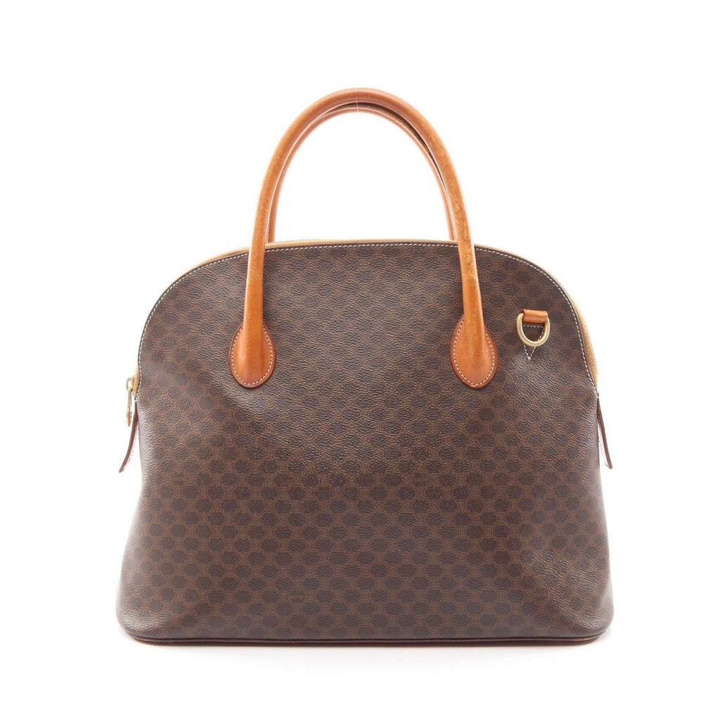 Celine Macadam Brown Canvas Leather Handbag