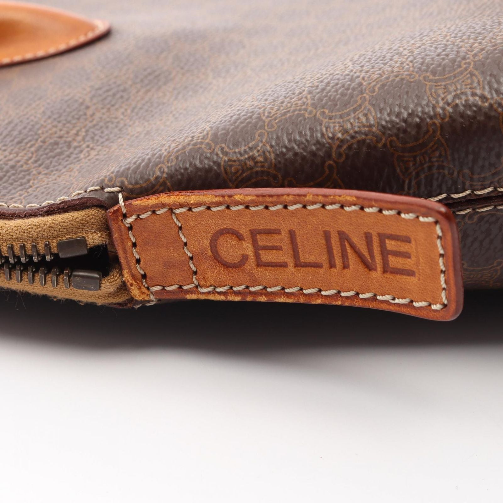 Celine Macadam Brown Canvas Leather Handbag — view 8