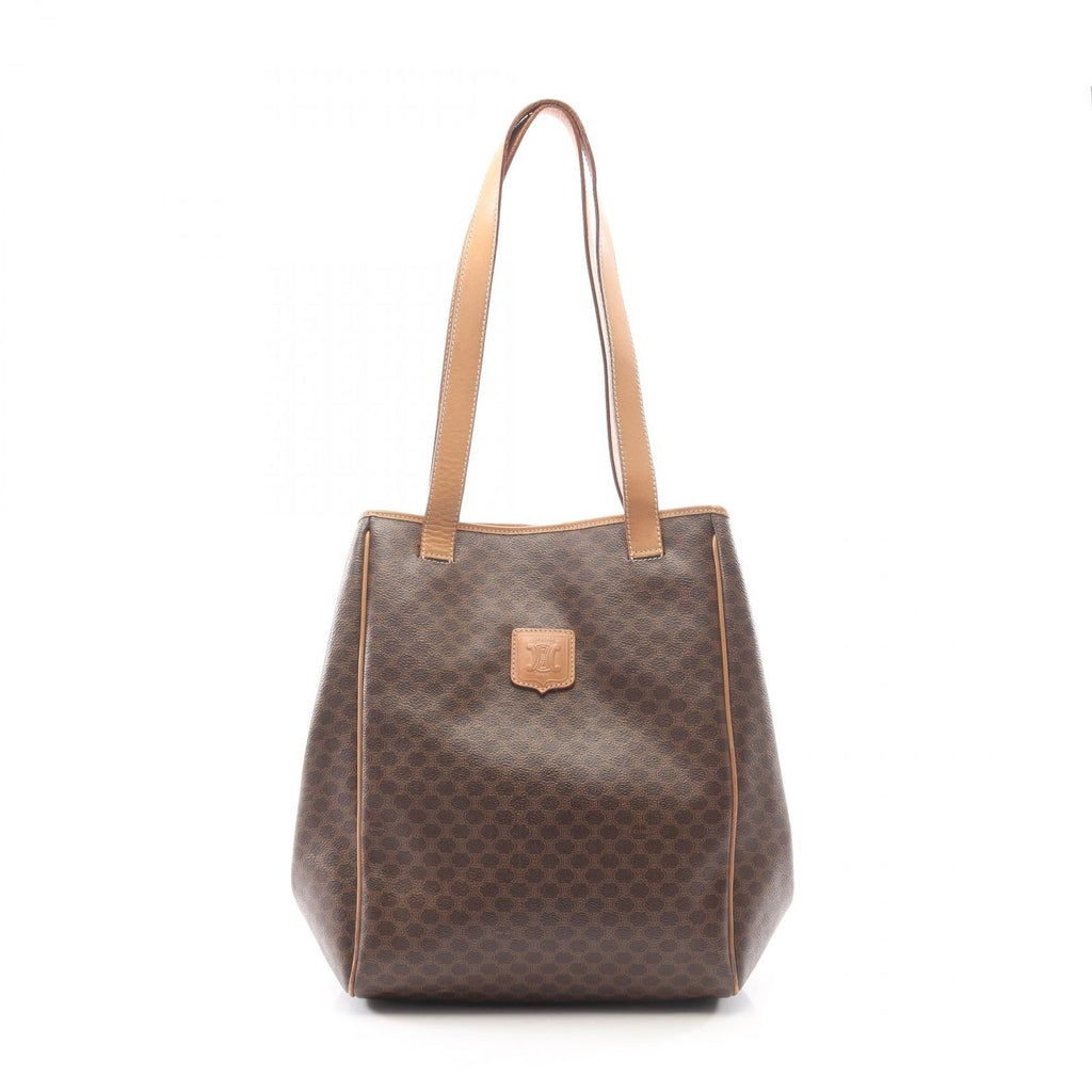 Celine Tote Bag Macadam Brown Canvas Leather