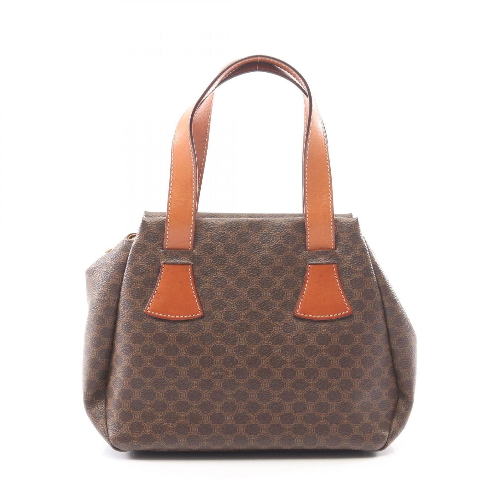 Celine Macadam Brown Canvas Leather Handbag