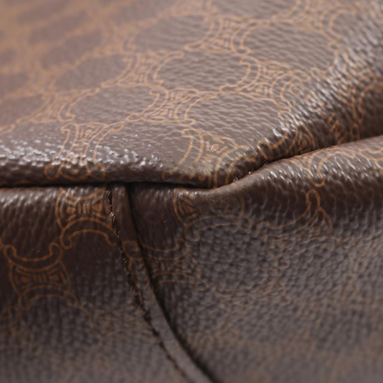 Celine Macadam Brown Canvas Leather Handbag — view 6