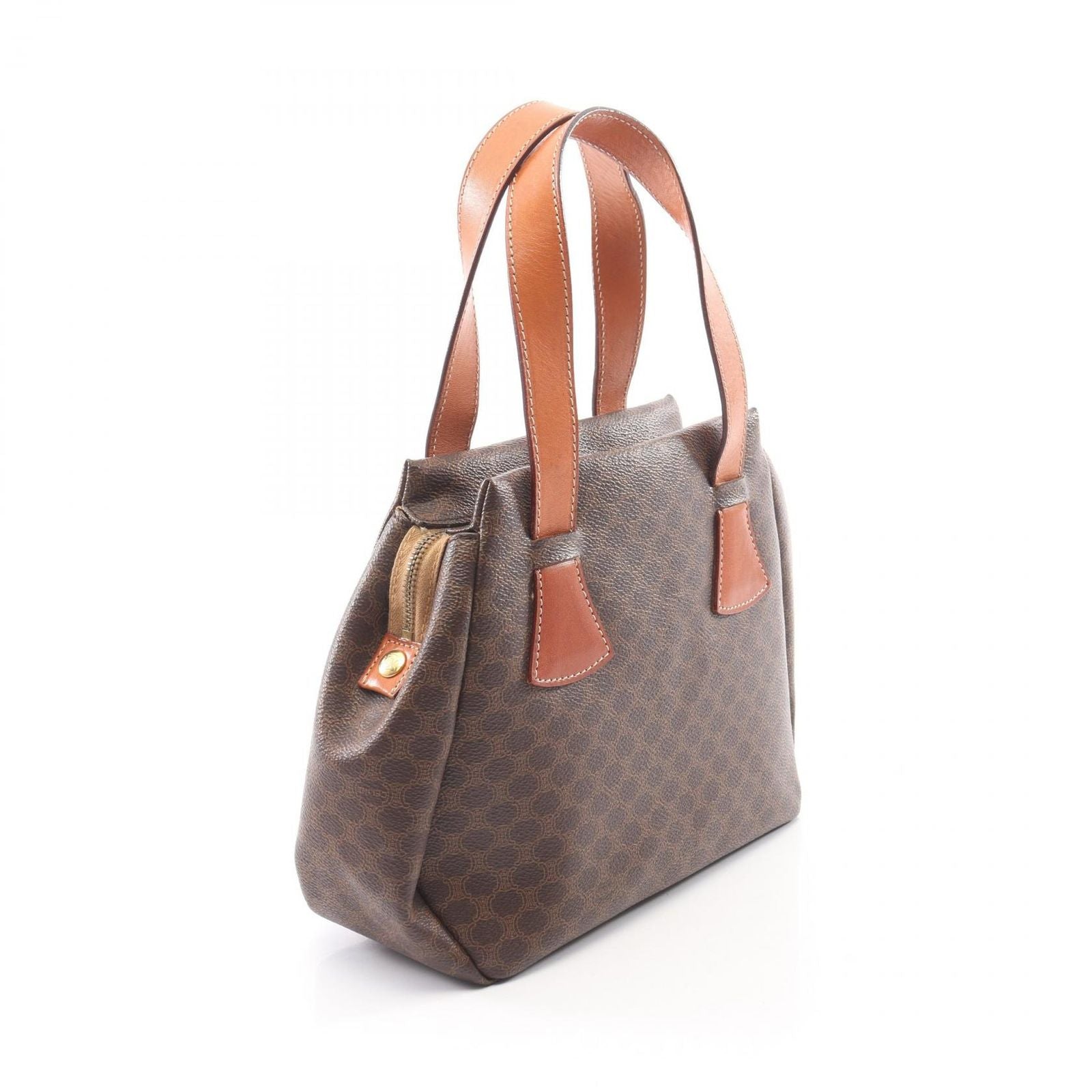Celine Macadam Brown Canvas Leather Handbag — view 2