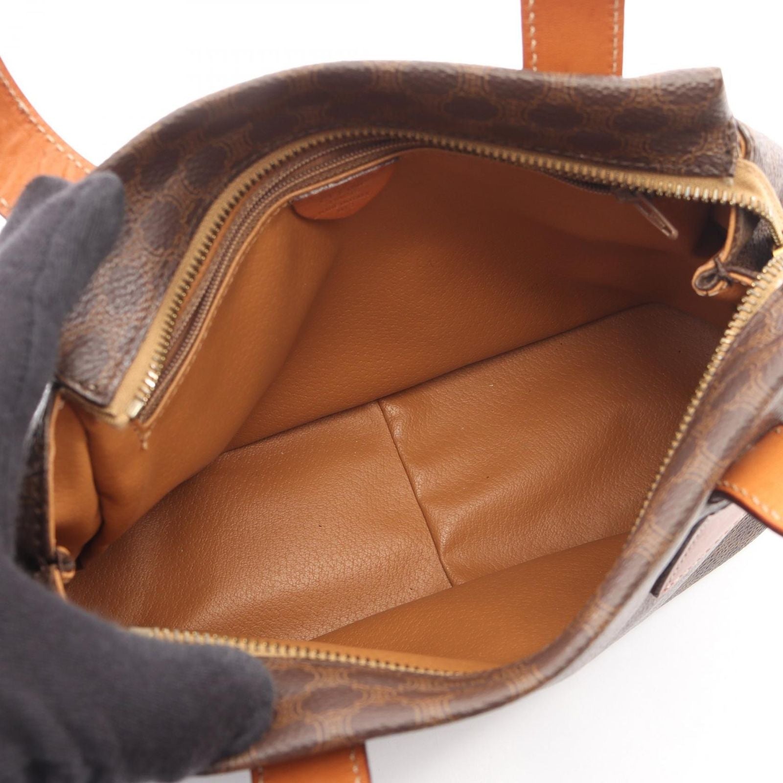Celine Macadam Brown Canvas Leather Handbag — view 3