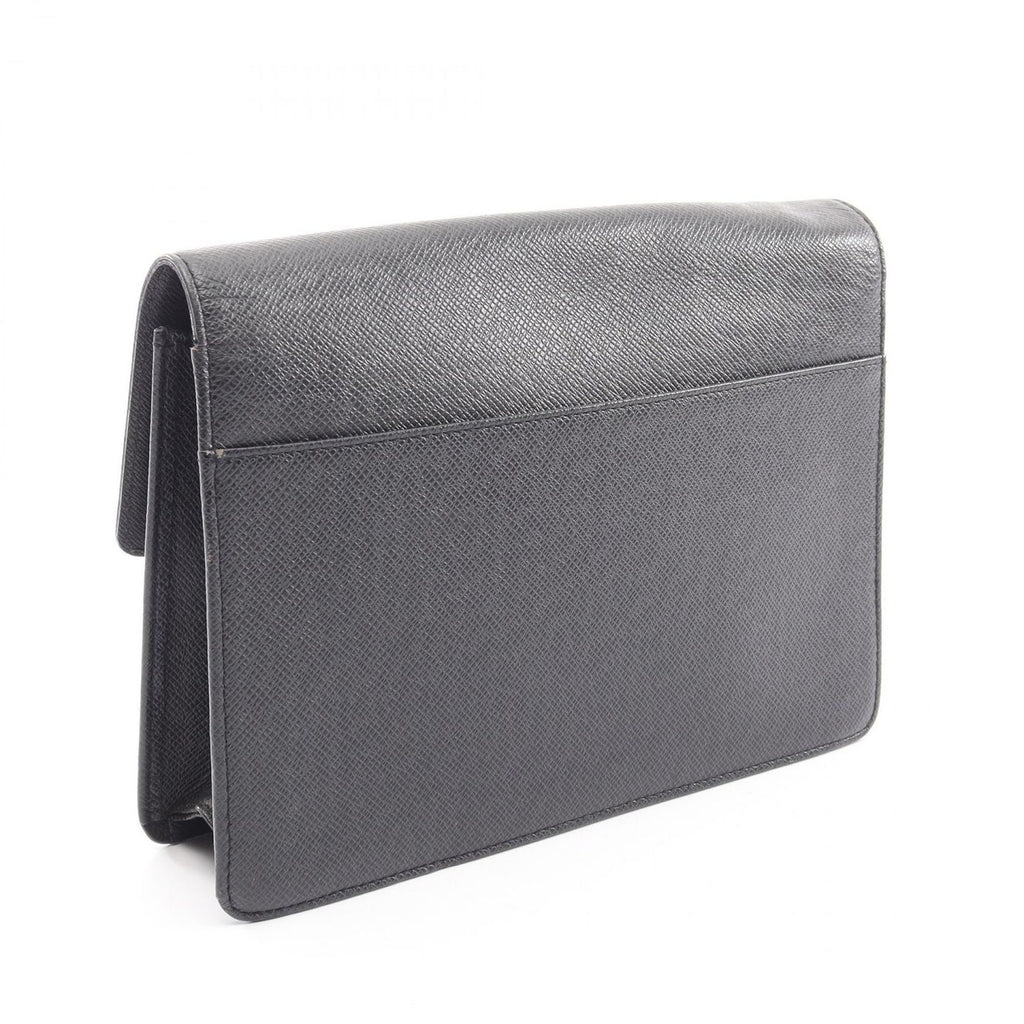 Louis Vuitton Clutch Selenga Taiga Ardoise Black Leather — view 2