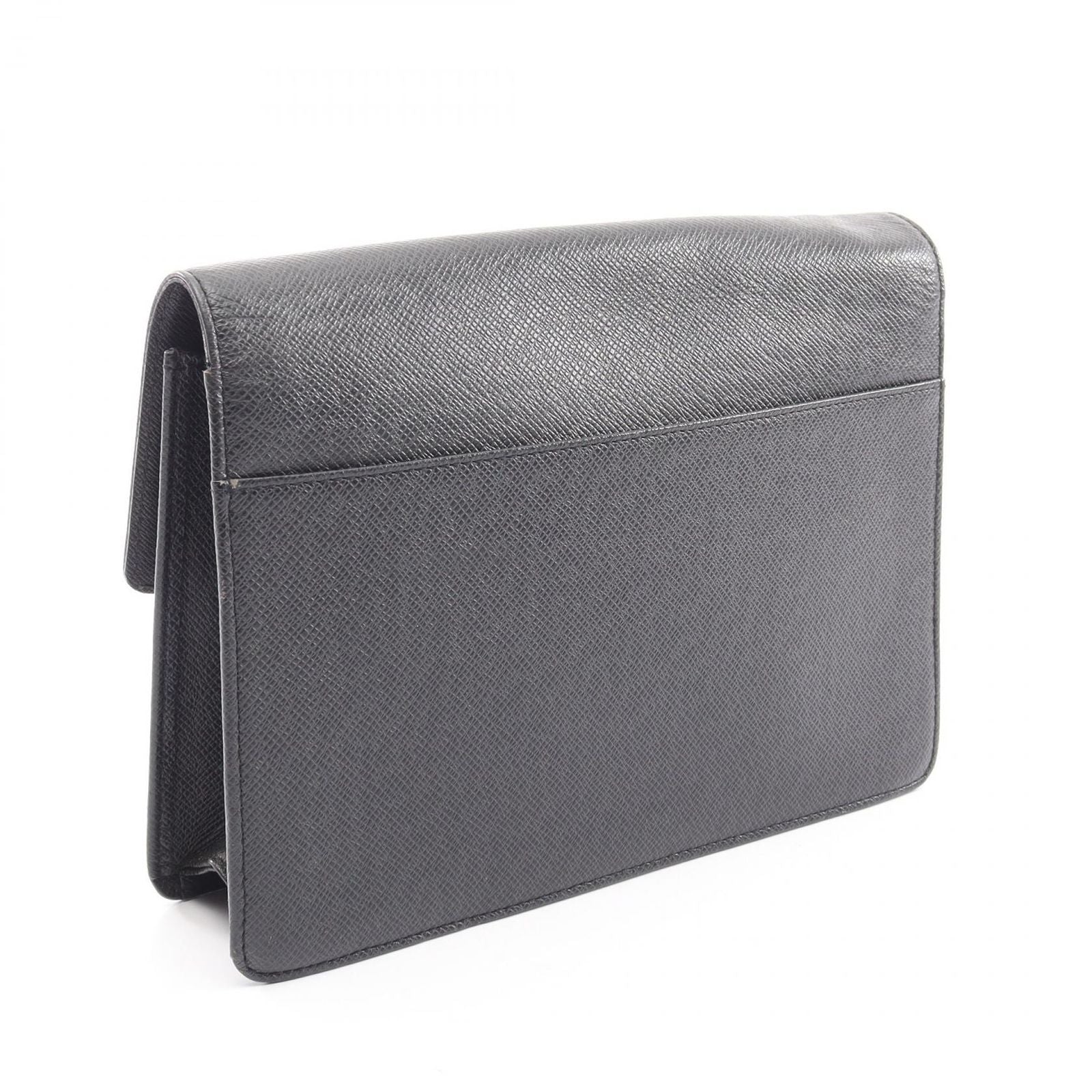 Louis Vuitton Clutch Selenga Taiga Ardoise Black Leather — view 2