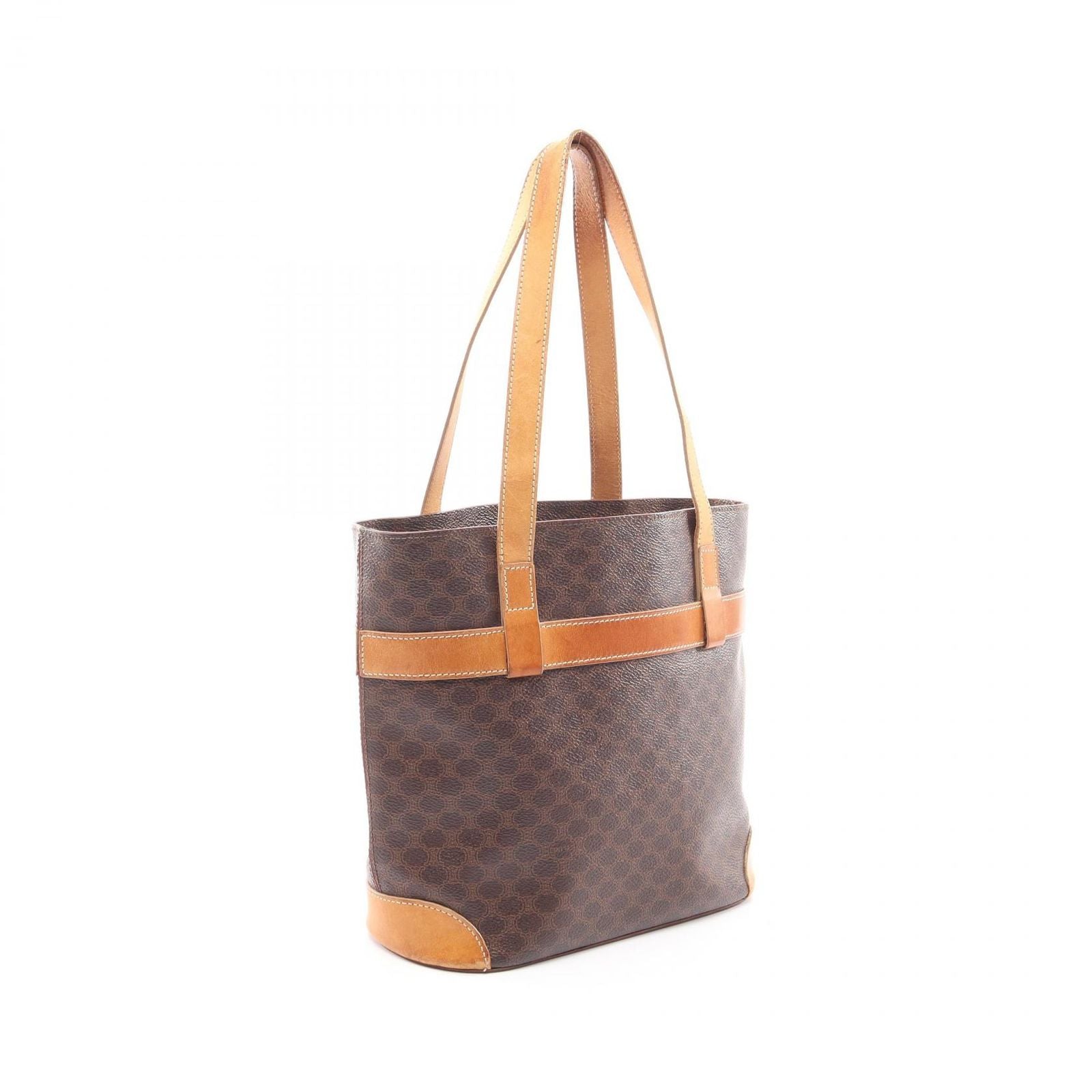 Celine Tote Bag Macadam Brown Canvas Leather — view 2