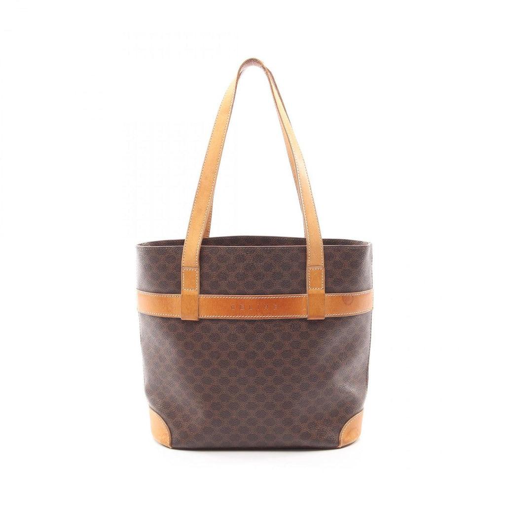 Celine Tote Bag Macadam Brown Canvas Leather