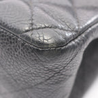 Chanel Shoulder Bag Quilted Double Flap Black Caviar Leather Chain — view 8