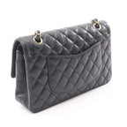Chanel Shoulder Bag Quilted Double Flap Black Caviar Leather Chain — view 2