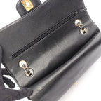 Chanel Shoulder Bag Quilted Double Flap Black Caviar Leather Chain — view 7