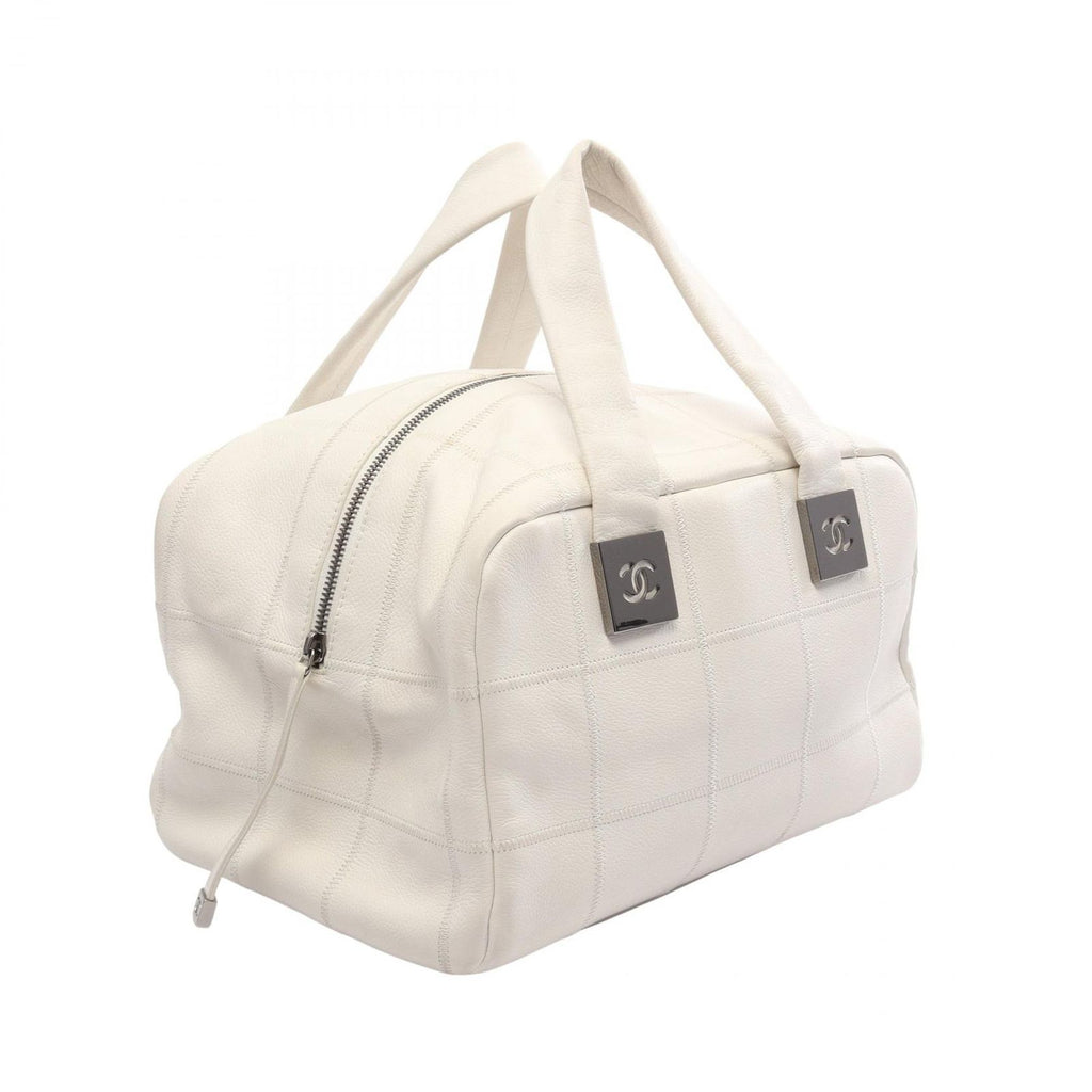 Chanel Handbag Choco Bar Boston Bag White Caviar Leather — view 2