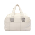 Chanel Handbag Choco Bar Boston Bag White Caviar Leather