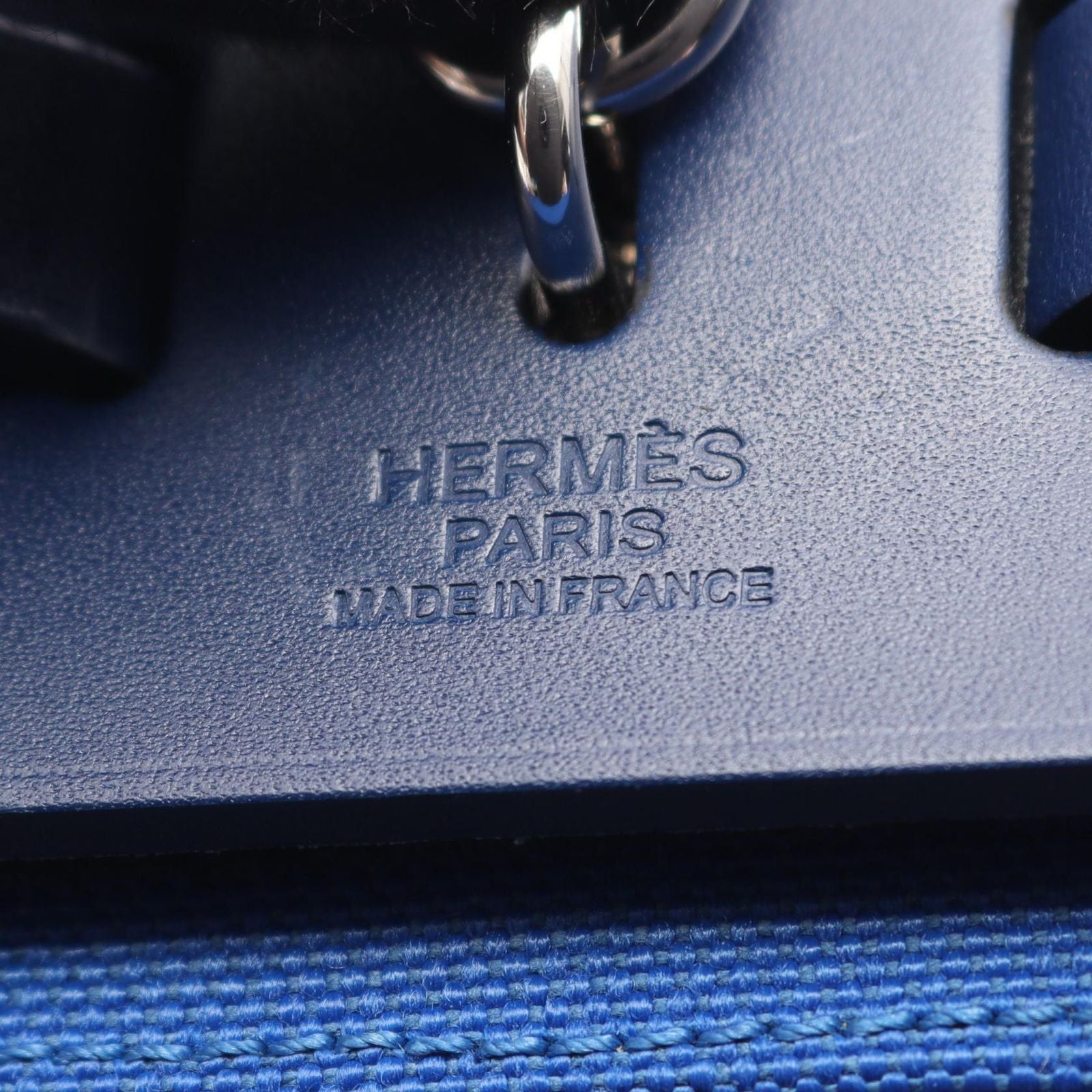 Hermes Herbag Zip PM 2-Way Blue France Canvas Leather Handbag — view 4