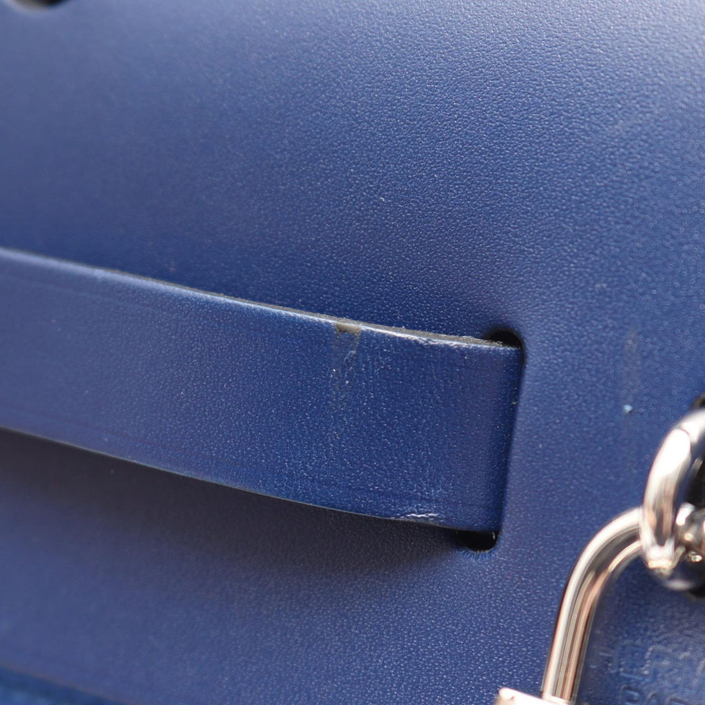 Hermes Herbag Zip PM 2-Way Blue France Canvas Leather Handbag — view 8