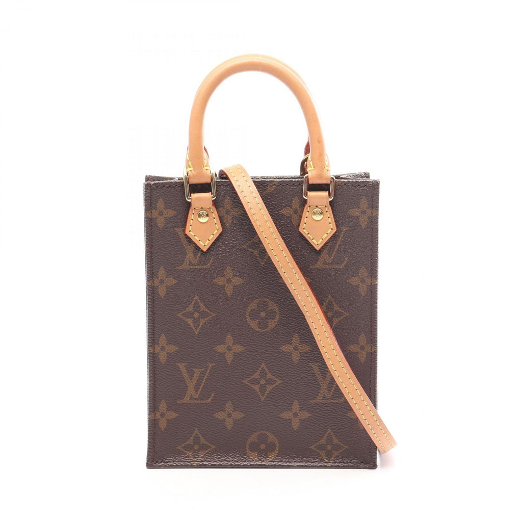 Louis Vuitton Petite Sac Plat Monogram 2-Way Canvas Leather Handbag