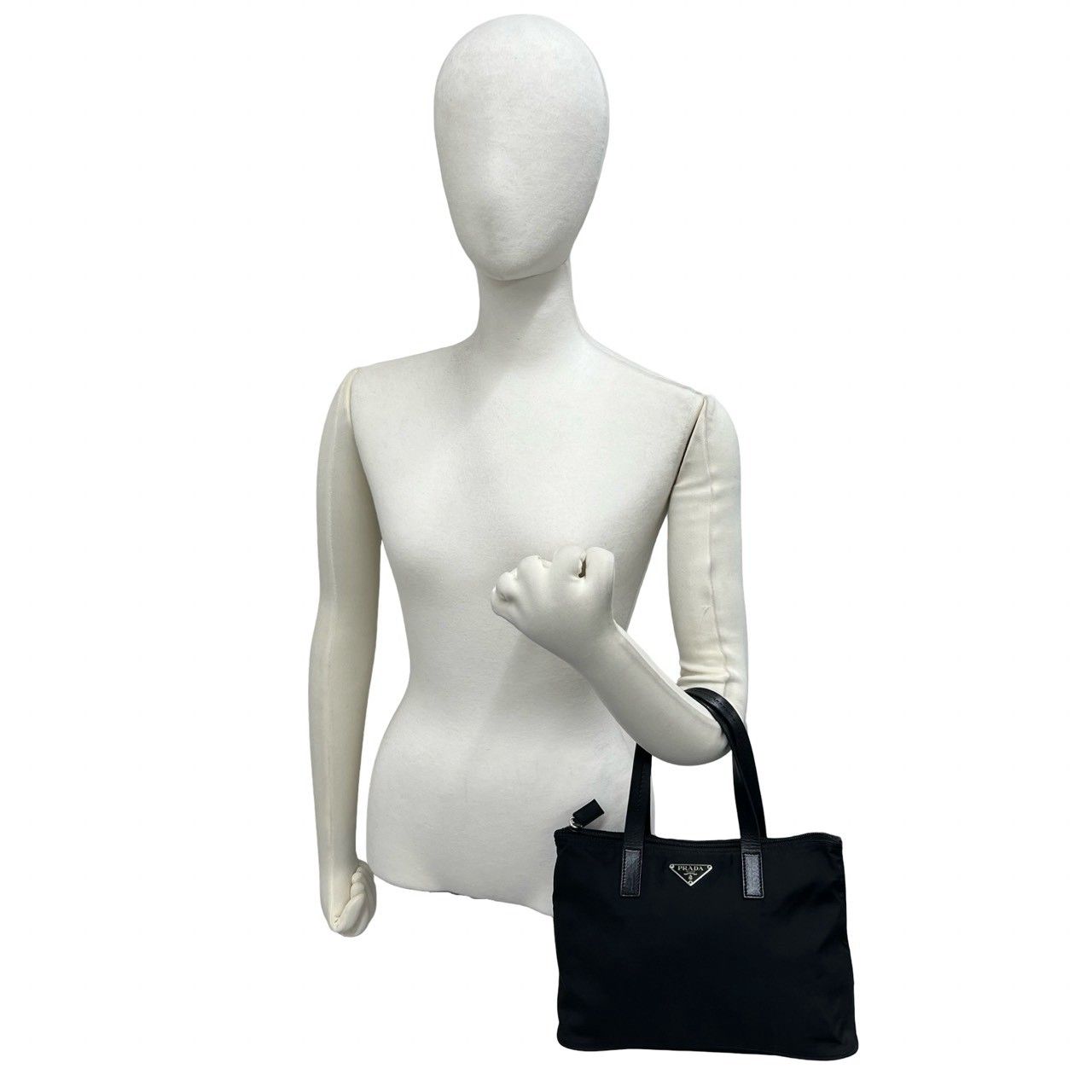 Prada Tessuto Nylon Leather Handbag Mini Tote Black — view 2