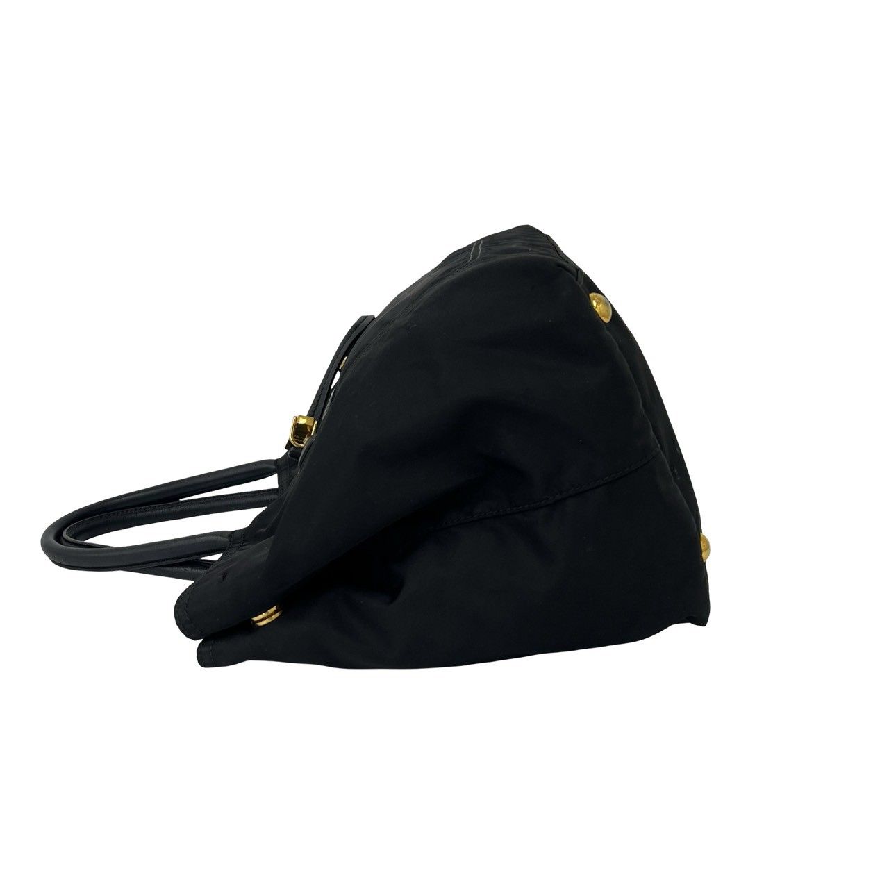 Prada Triangle Logo Nylon Leather 2-Way Mini Tote Shoulder Bag Black — view 5