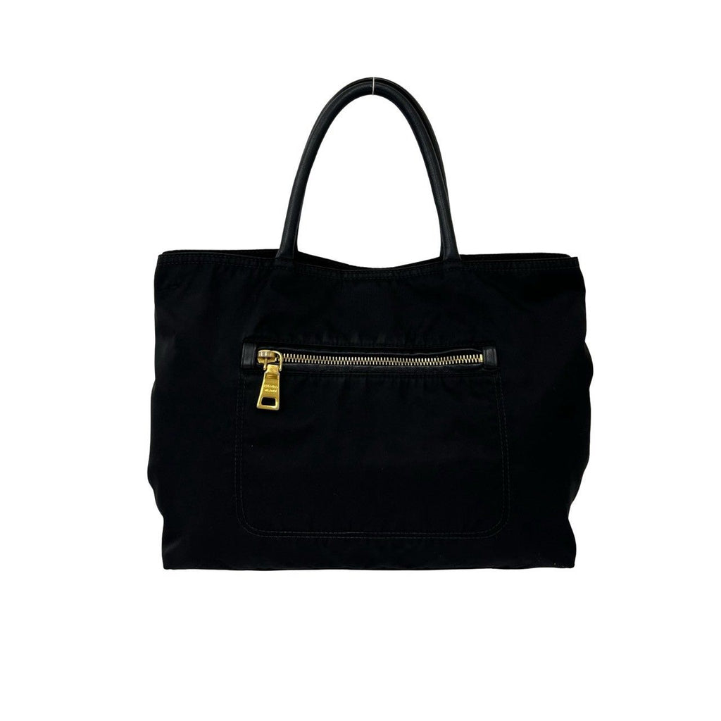 Prada Triangle Logo Nylon Leather 2-Way Mini Tote Shoulder Bag Black — view 3